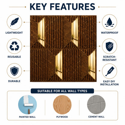 Metallic Bronze Gold Artisan Design Acrylic 3D Wall Panel-4