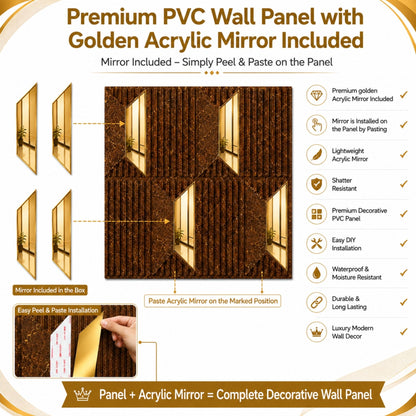 Metallic Bronze Gold Artisan Design Acrylic 3D Wall Panel-5