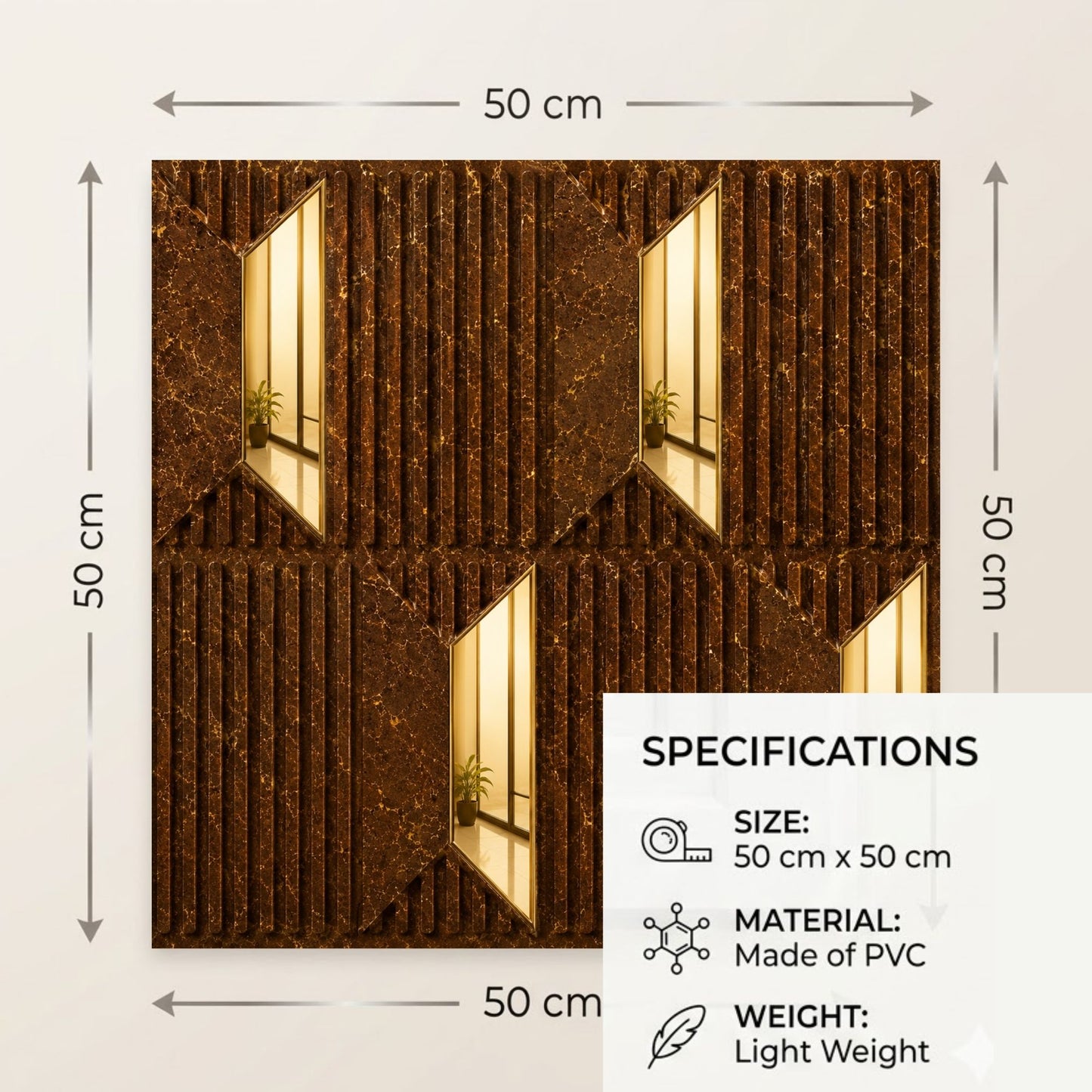 Metallic Bronze Gold Artisan Design Acrylic 3D Wall Panel-6