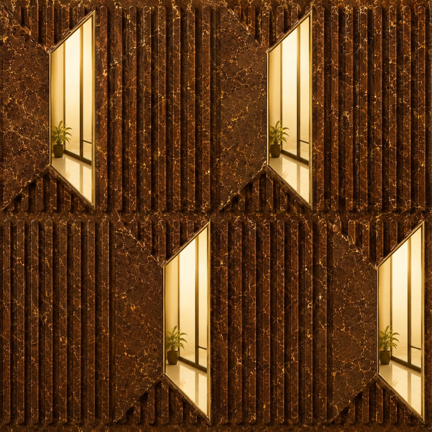 Metallic Bronze Gold Artisan Design Acrylic 3D Wall Panel
