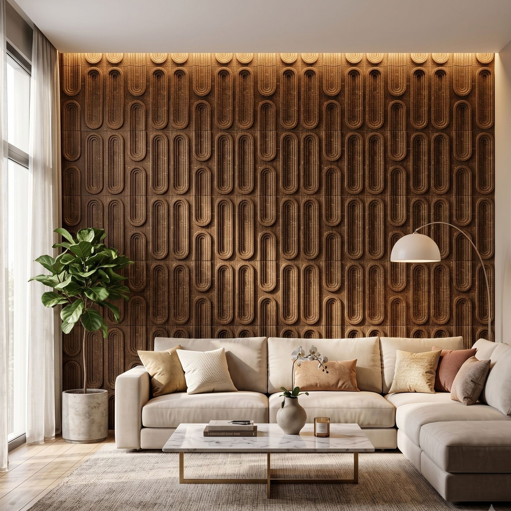 Metallic Bronze Loops Design 3D Wall Panel-1