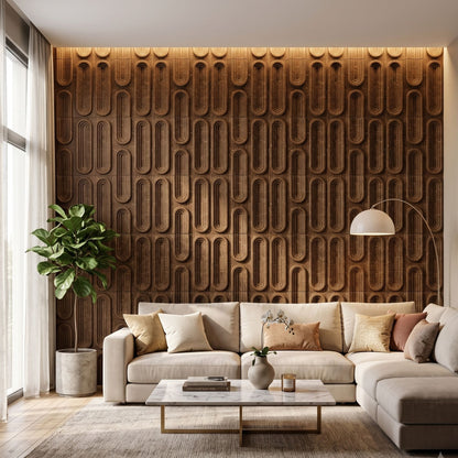 Metallic Bronze Loops Design 3D Wall Panel-1