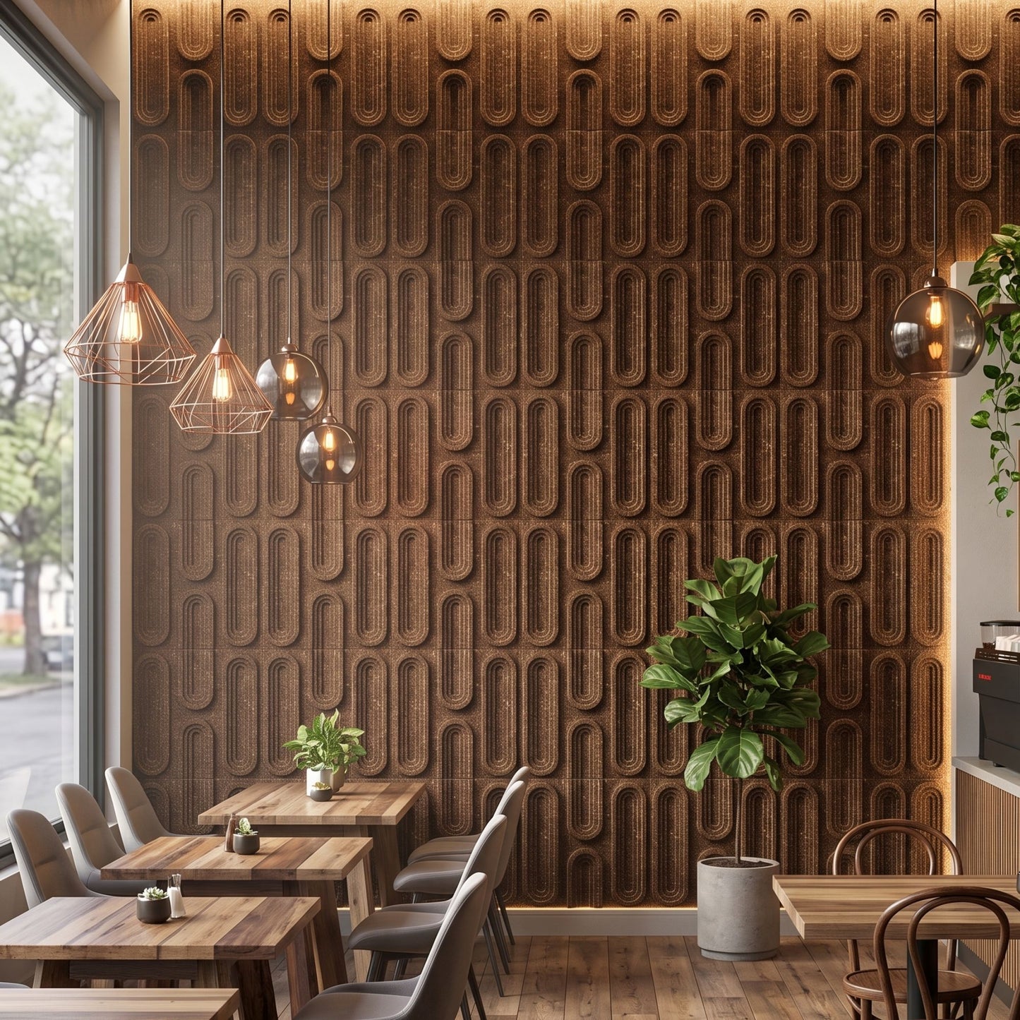 Metallic Bronze Loops Design 3D Wall Panel-2