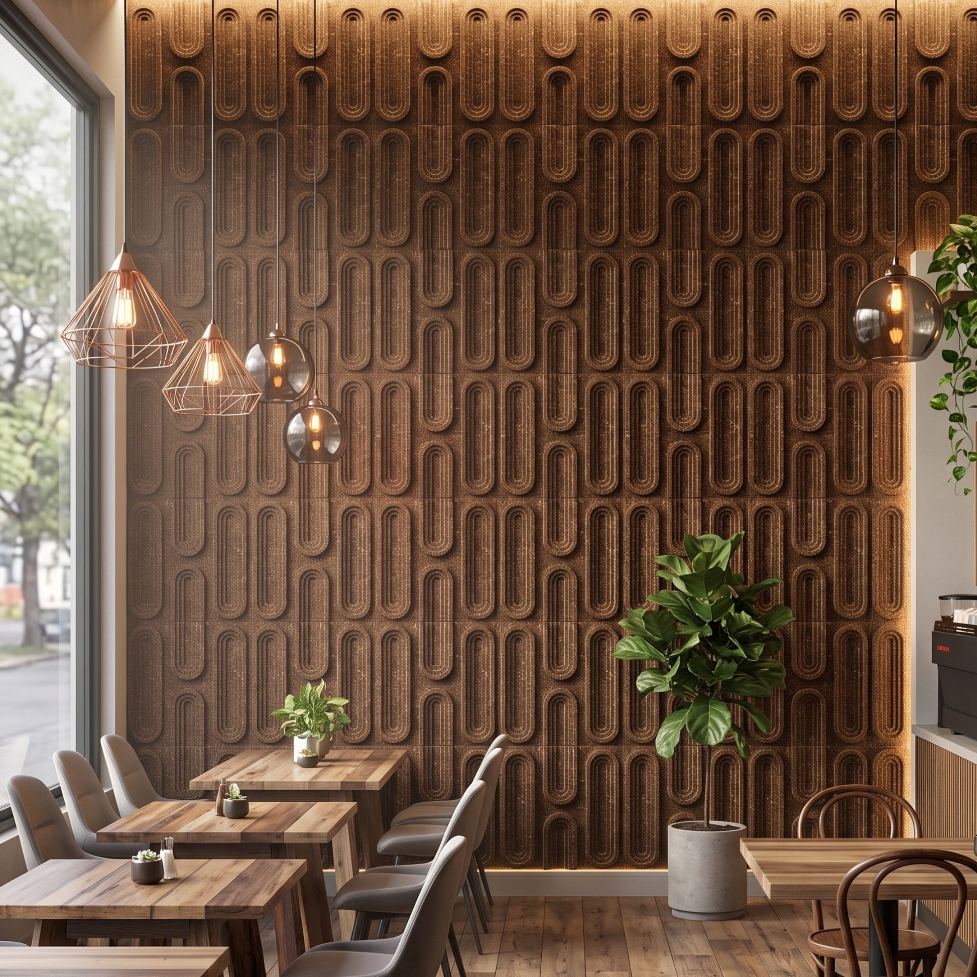 Metallic Bronze Loops Design 3D Wall Panel-2
