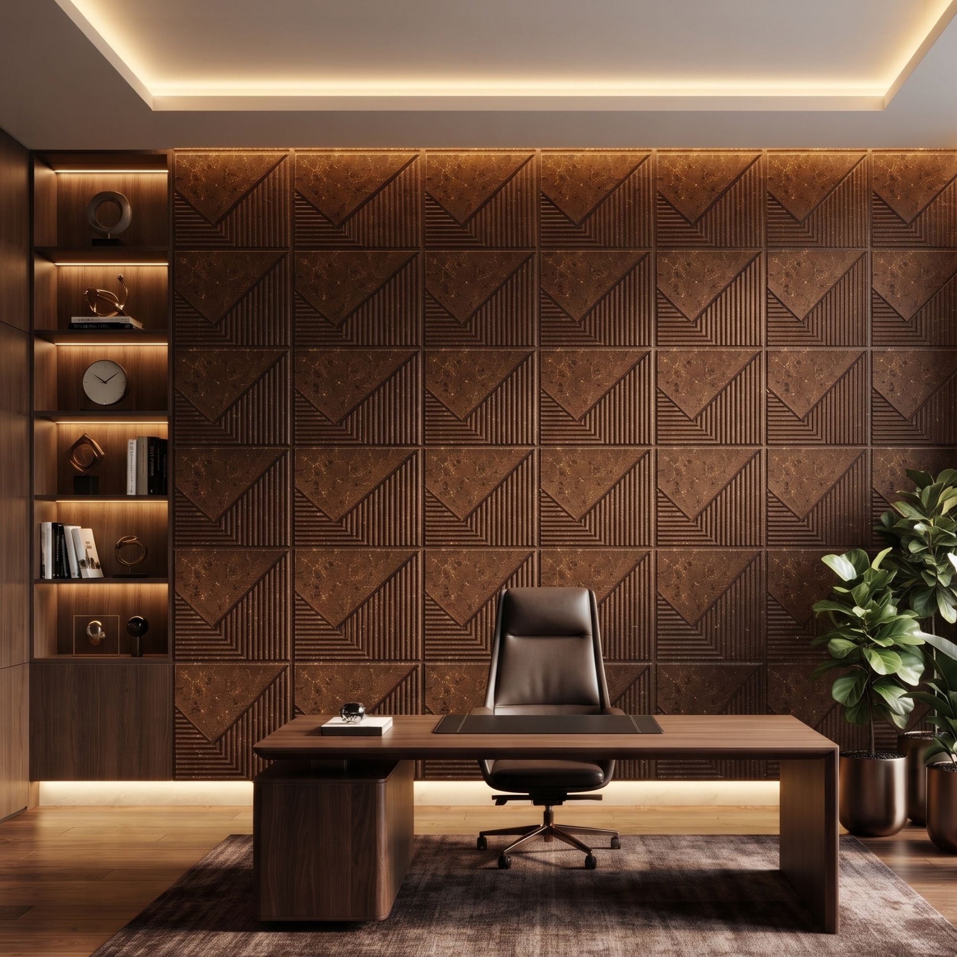 Metallic Bronze Plaina Design 3D Wall Panel-1