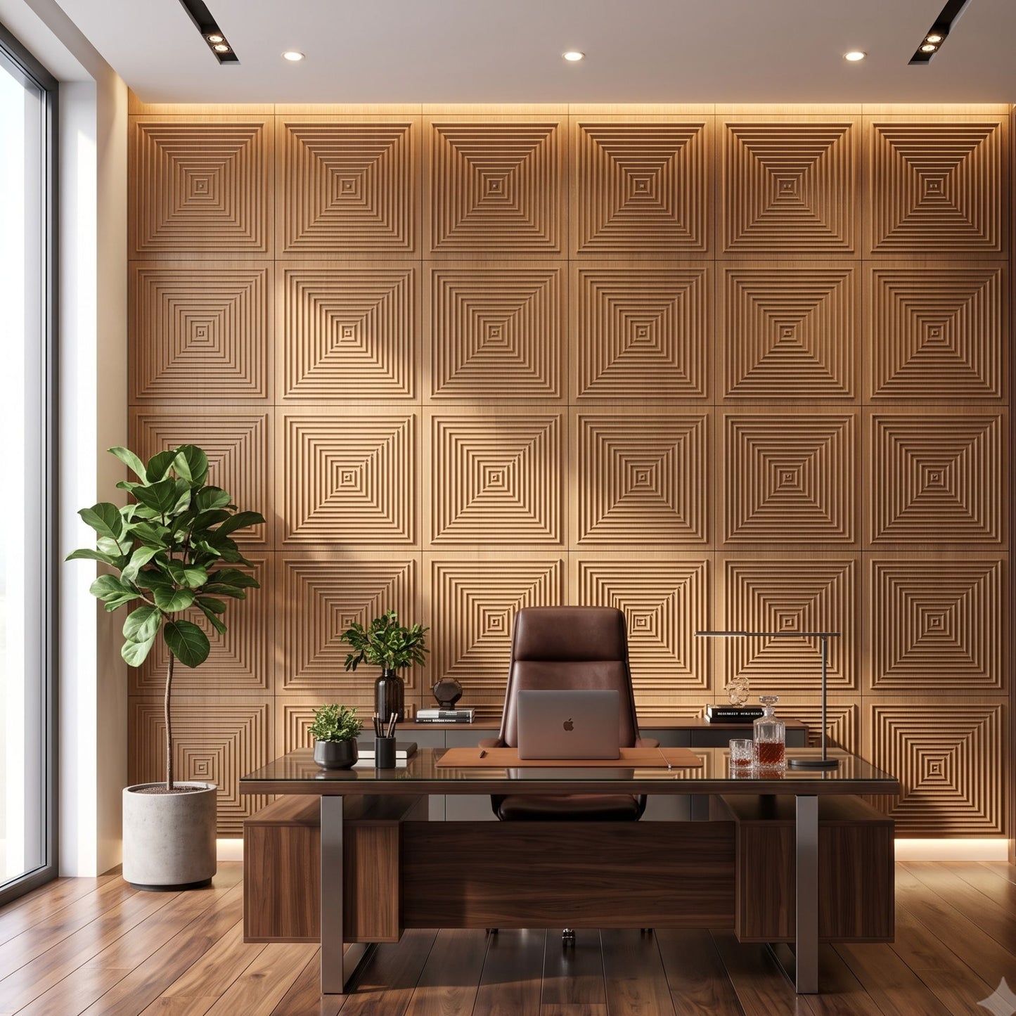 Metallic Bronze Pyramid Design 3D Wall Panel-1