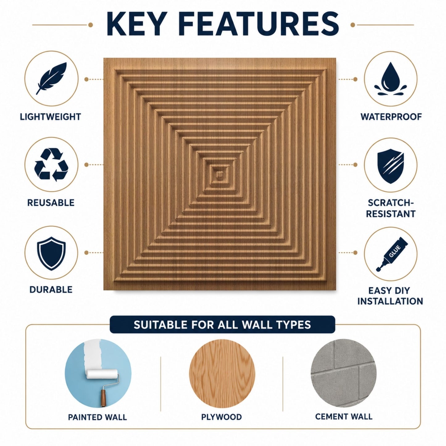 Metallic Bronze Pyramid Design 3D Wall Panel-2