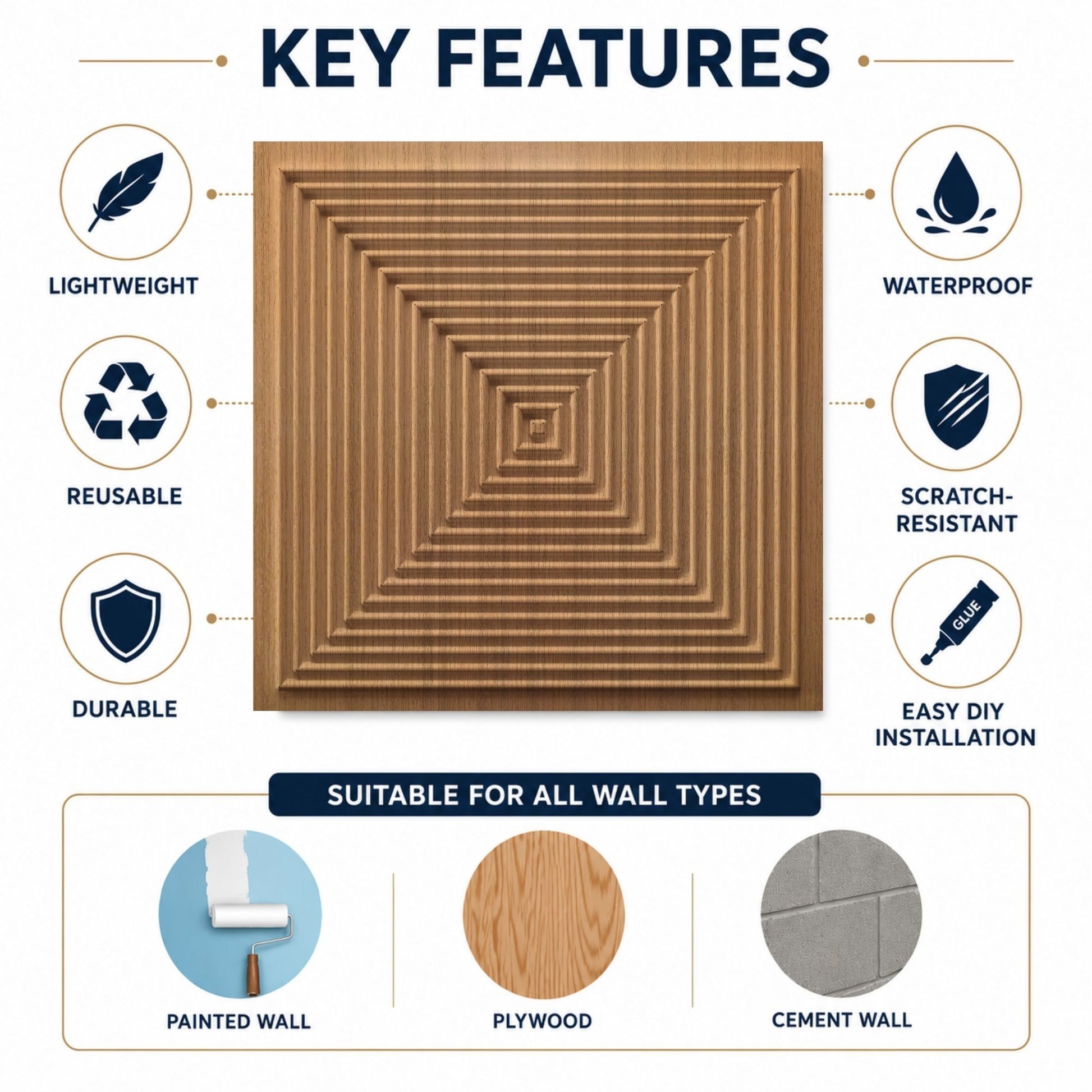 Metallic Bronze Pyramid Design 3D Wall Panel-2