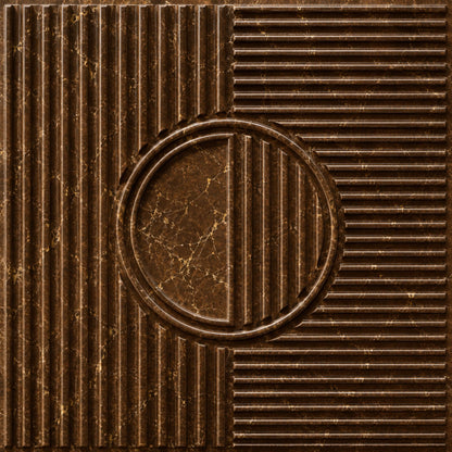 Metallic Bronze Self Adhesive PVC wall Panels Fluted Circle Design
