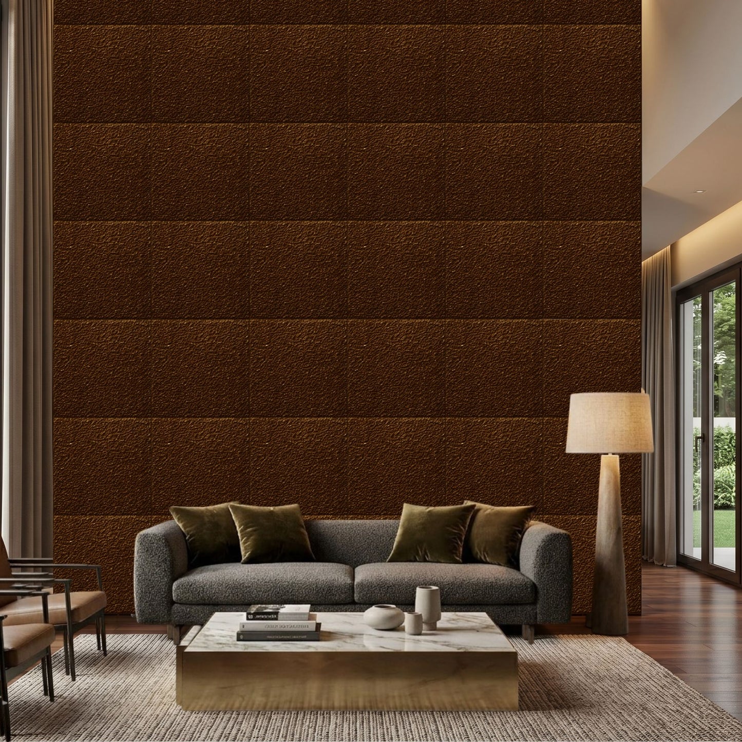 Metallic Bronze Self Adhesive PVC wall Panels Textured Design
