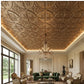 Metallic Coffee Ornamental Floral Design 3D PVC Ceiling Panel Living Room view