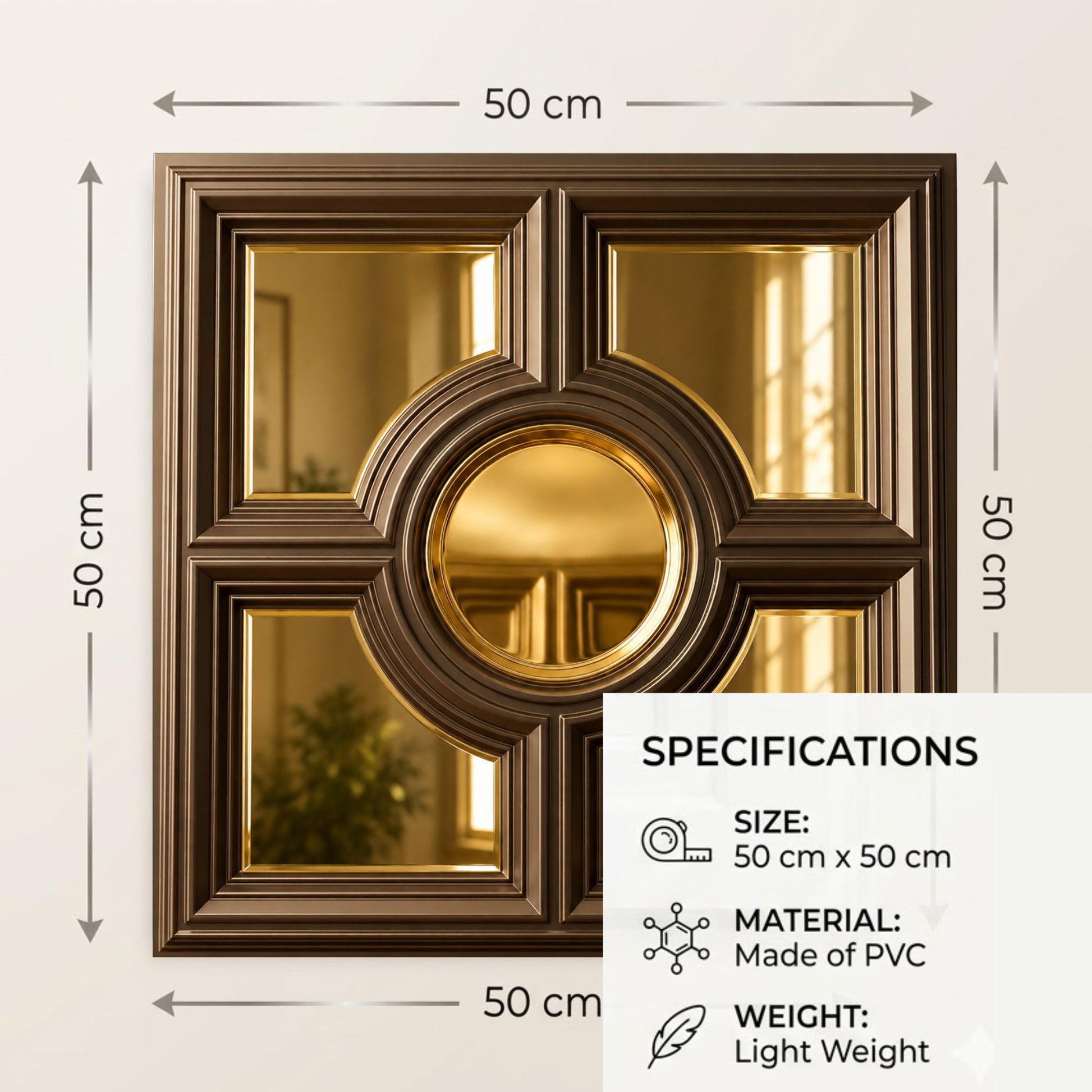 Metallic Coffee Regal Medallion Design With 5 Side Gold Mirror-1