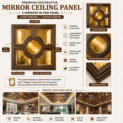 Metallic Coffee Regal Medallion Design With 5 Side Gold Mirror-3