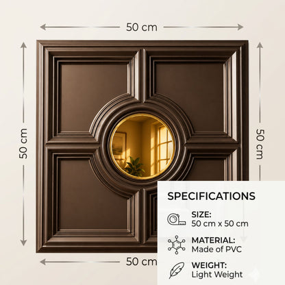 Metallic Coffee Regal Medallion Design With Gold Mirror-1