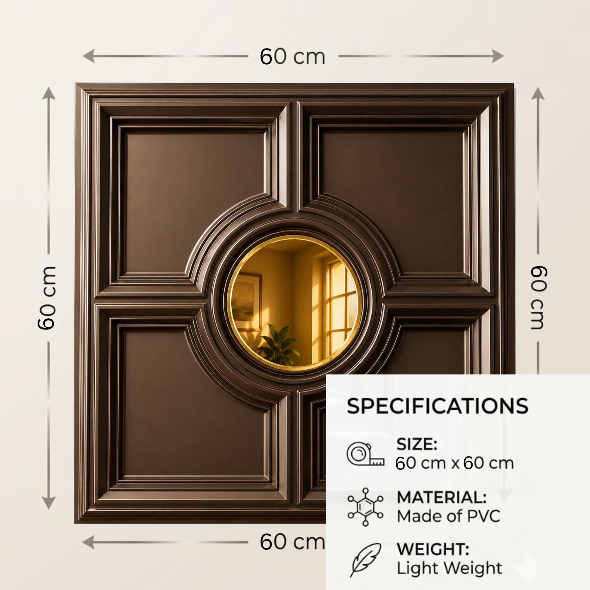 Metallic Coffee Regal Medallion Design With Gold Mirror-3