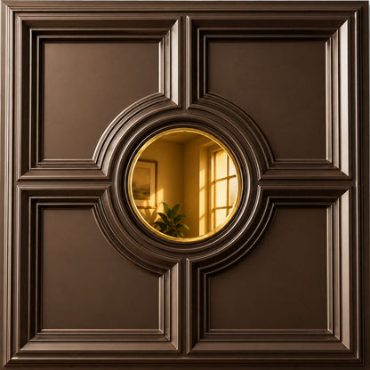 Metallic Coffee Regal Medallion Design With Gold Mirror