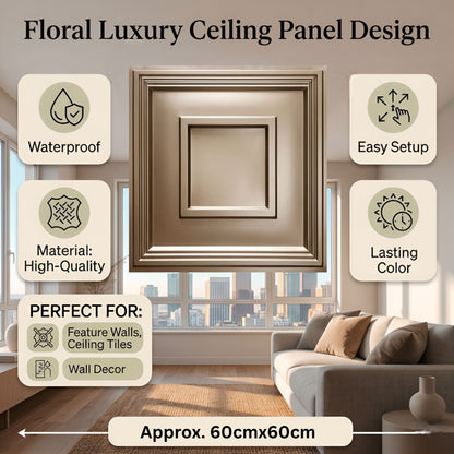 Metallic Coffee  Square Design 3D PVC Ceiling Panel Features View