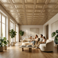 Metallic Coffee Square Design 3D PVC Ceiling Panel Living Room View