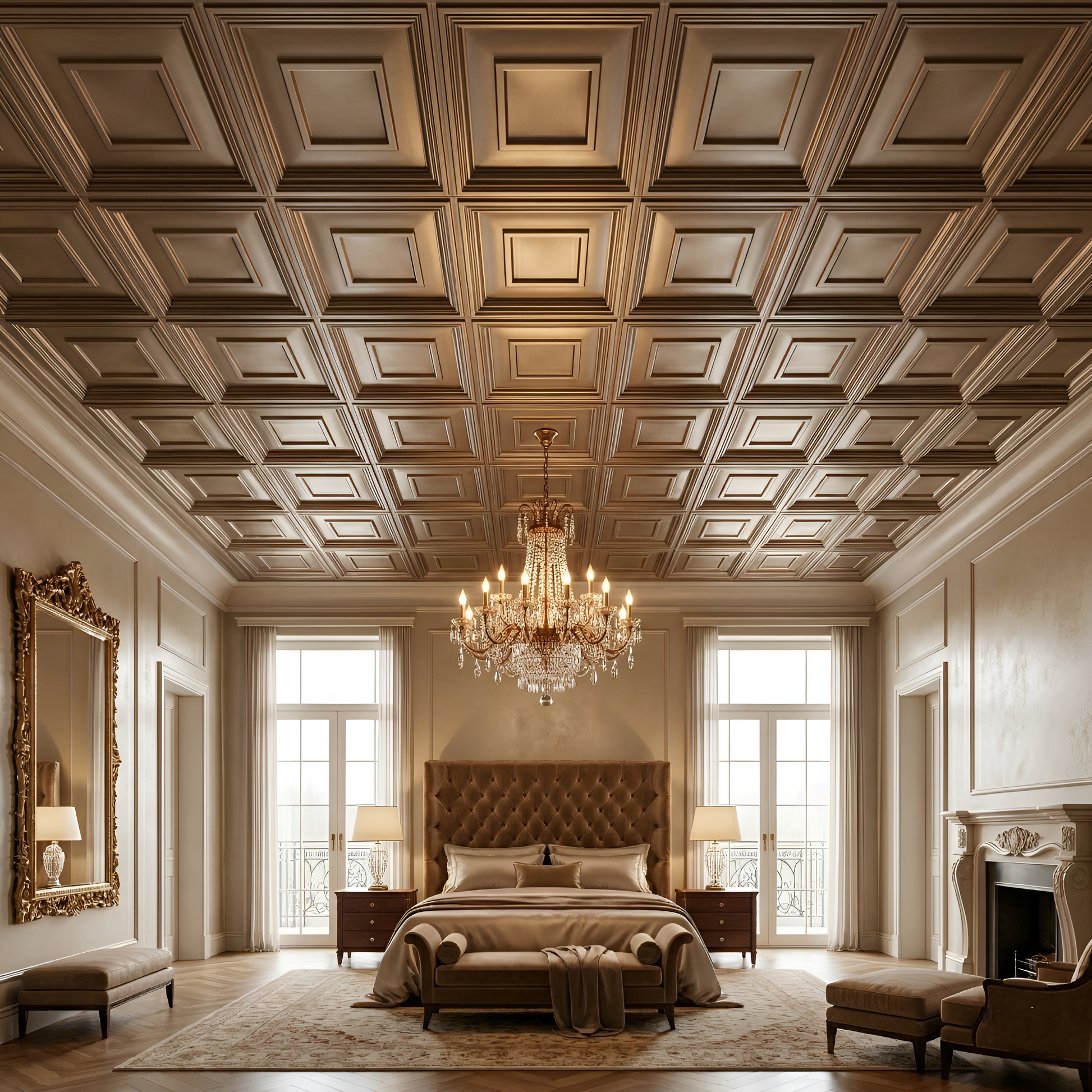 Metallic Coffee Square Design 3D ceiling Panel -1