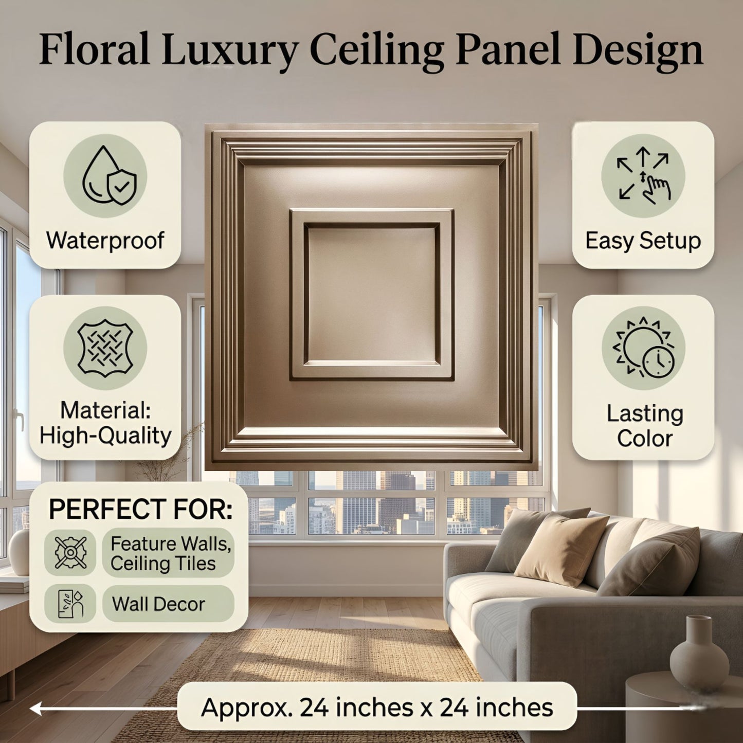 Metallic Coffee Square Design 3D ceiling Panel -3