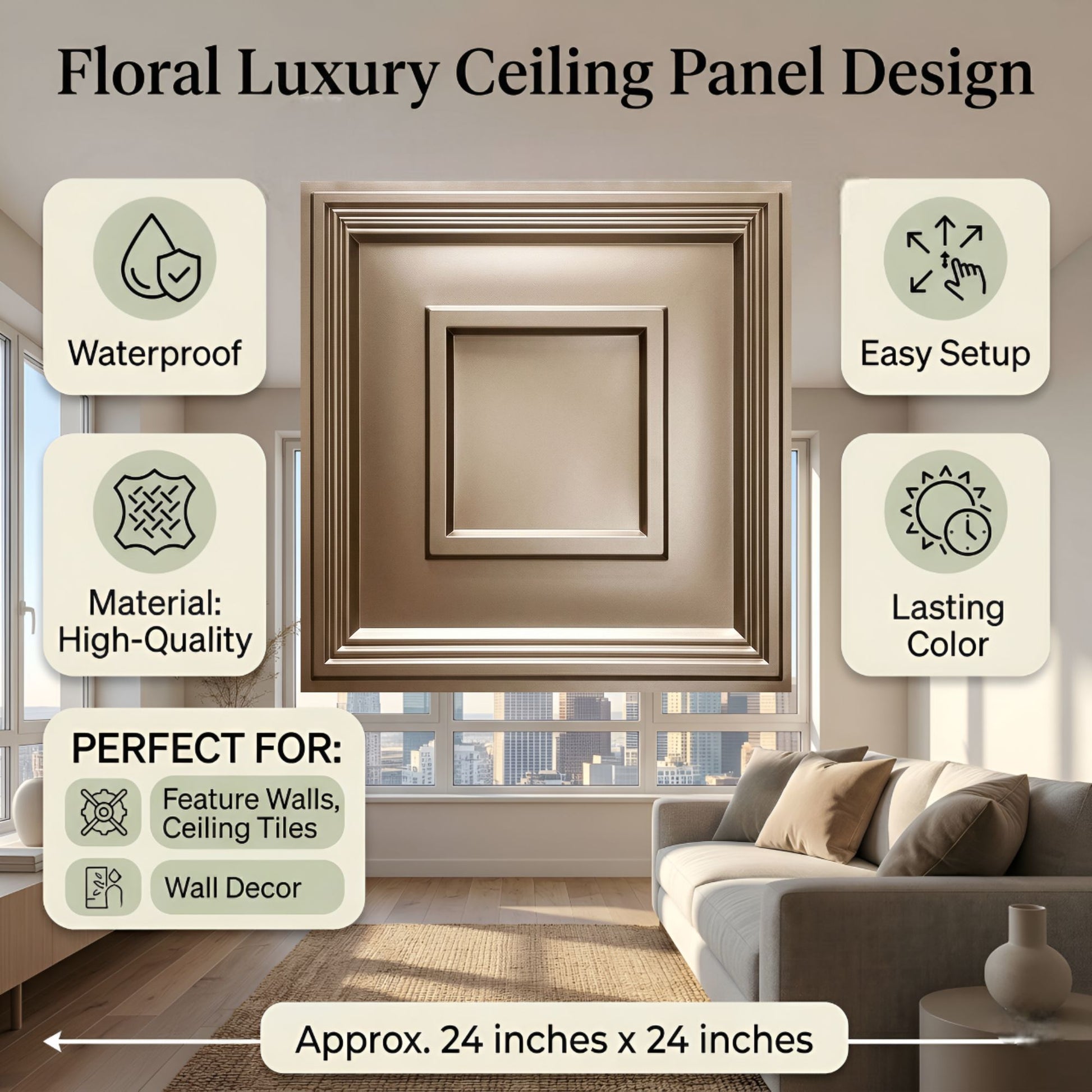 Metallic Coffee Square Design 3D ceiling Panel -3