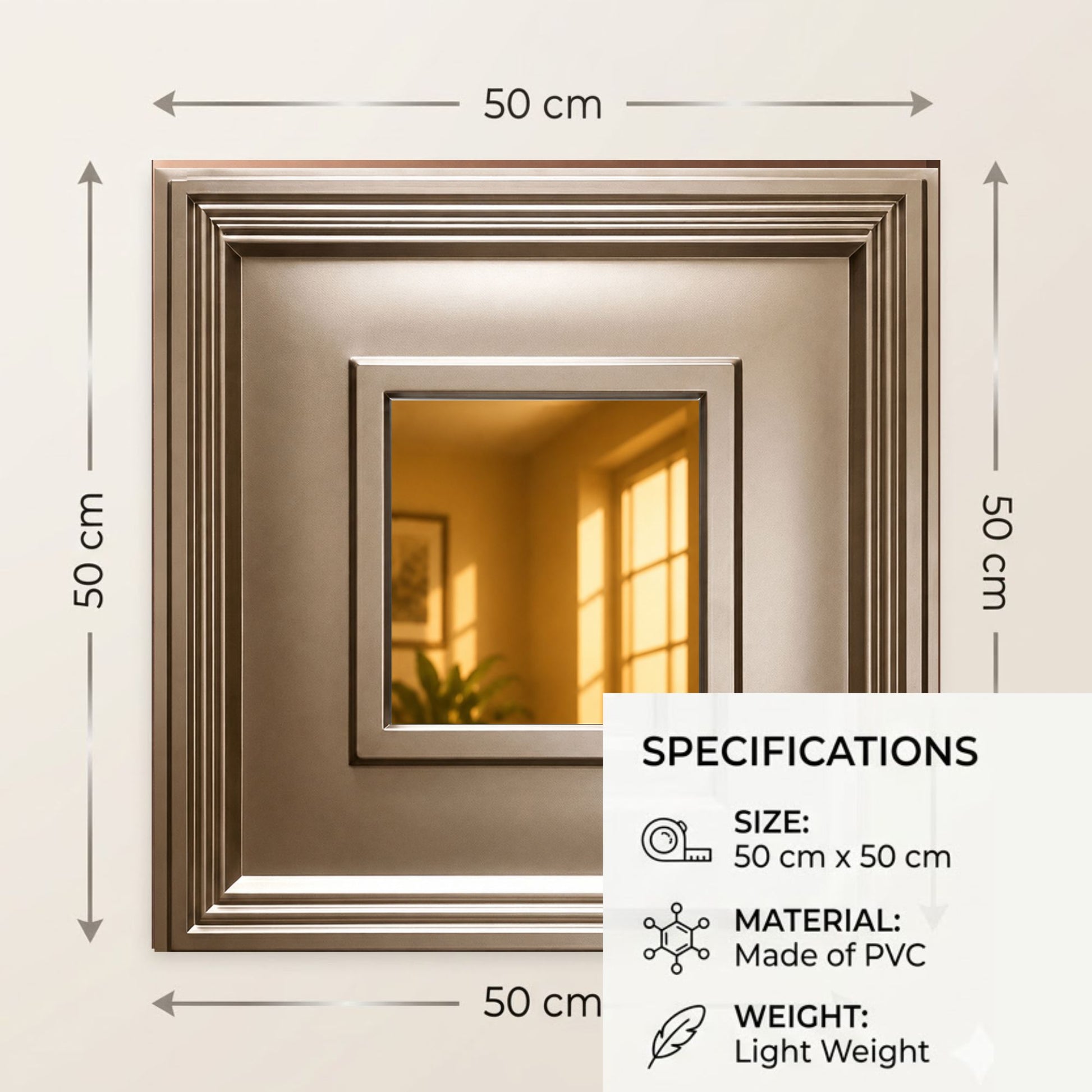 Metallic Coffee Square Design With Golden Mirror-1