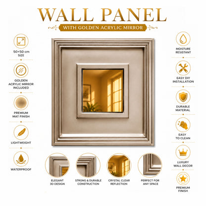 Metallic Coffee Square Design With Golden Mirror-2