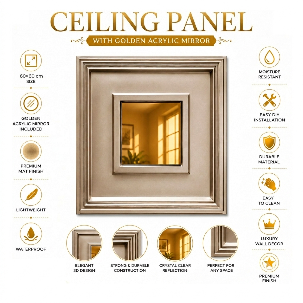 Metallic Coffee Square Design With Golden Mirror-2
