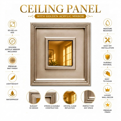 Metallic Coffee Square Design With Golden Mirror-2