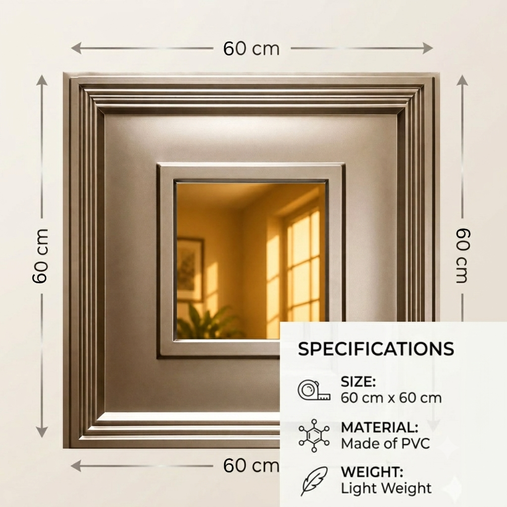 Metallic Coffee Square Design With Golden Mirror-3