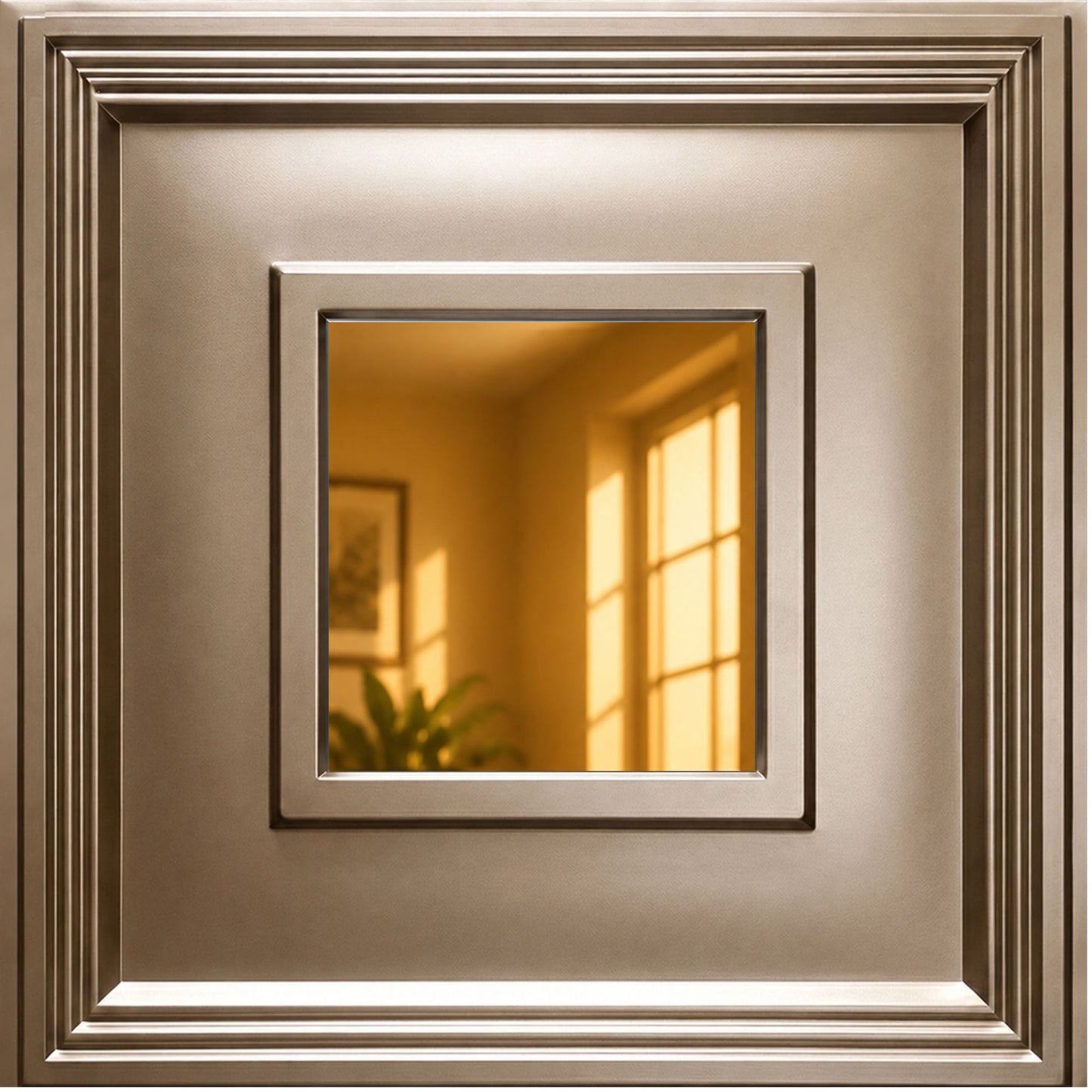 Metallic Coffee Square Design With Golden Mirror