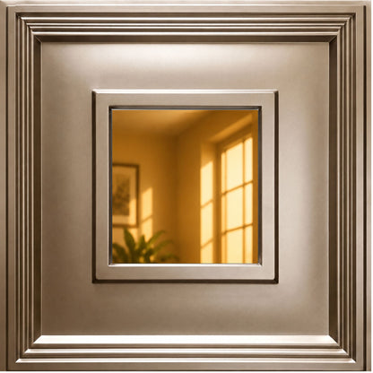 Metallic Coffee Square Design With Golden Mirror