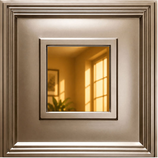 Metallic Coffee Square Design With Golden Mirror