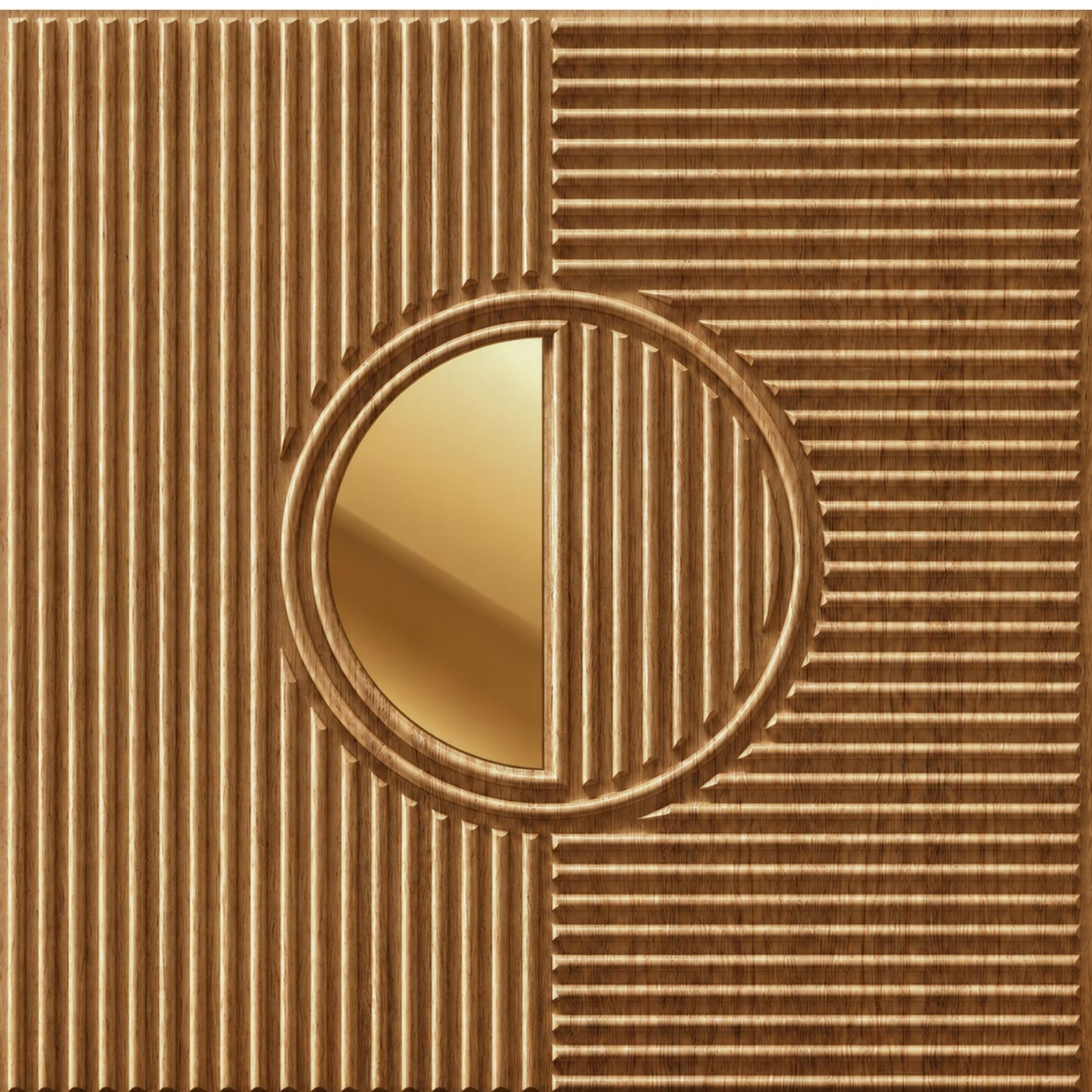 Metallic Wood - Copper Self Adhesive PVC wall Panels Fluted Circle Design
