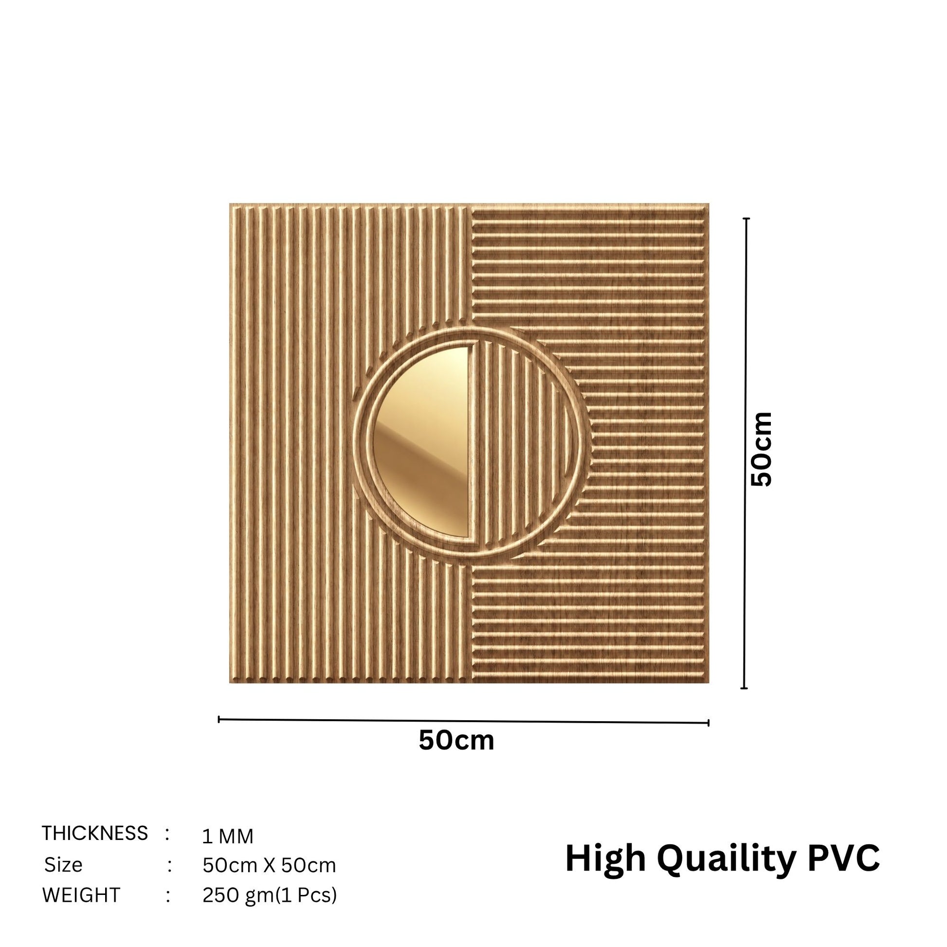 Metallic Wood - Copper Self Adhesive PVC wall Panels Fluted Circle Design
