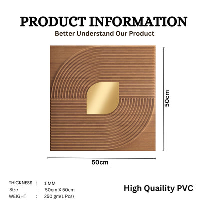 Metallic Wood - Copper Self Adhesive PVC wall Panels Curve Line Design
