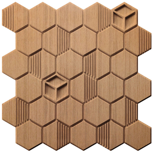 Metallic Wood Self Adhesive Panels Hexagon Design

