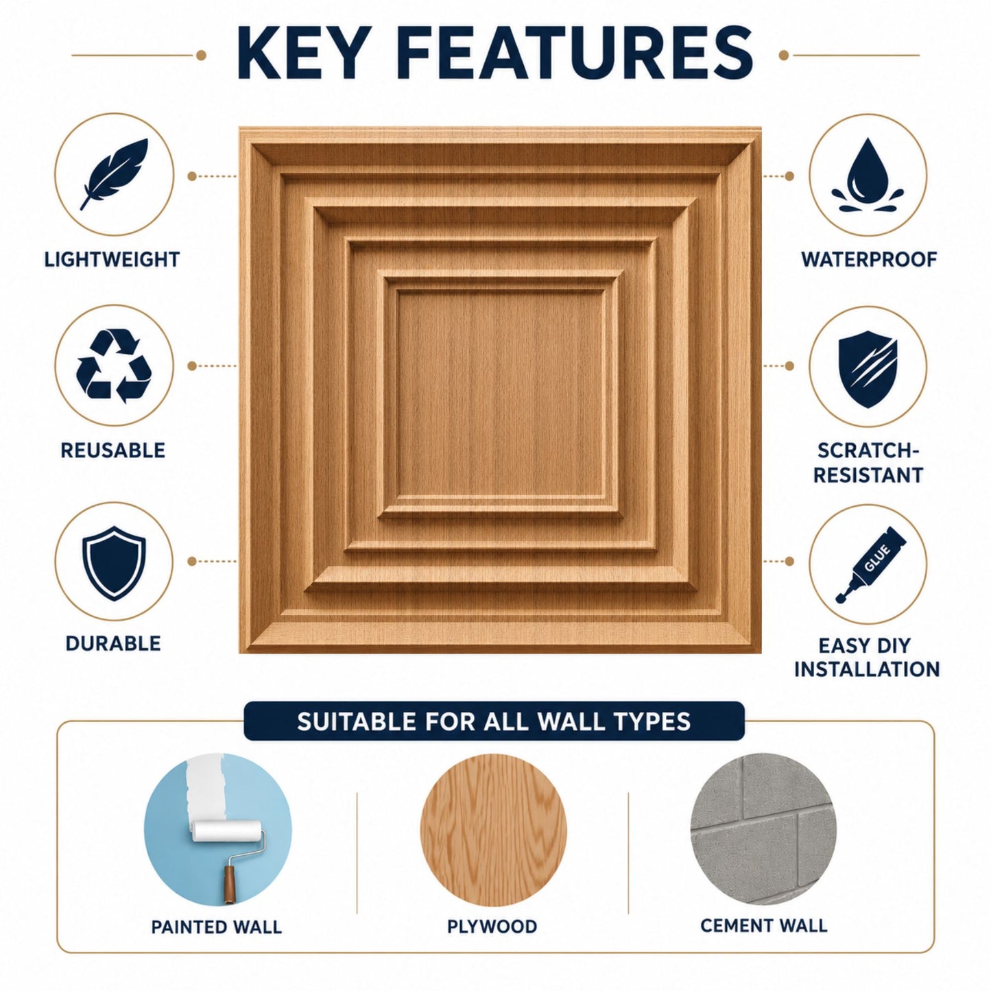 Metallic Wood 3D Wall Panels Accent Design2