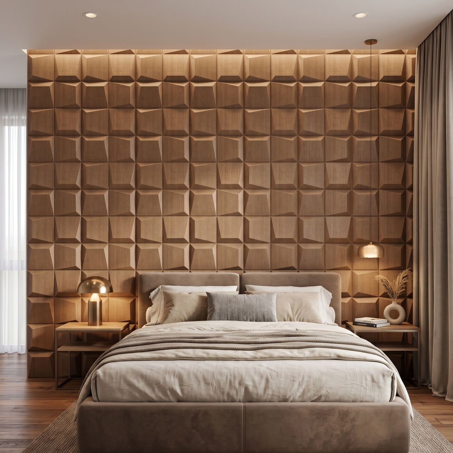 Metallic Wood 3D Wall Panels Cube Design-2