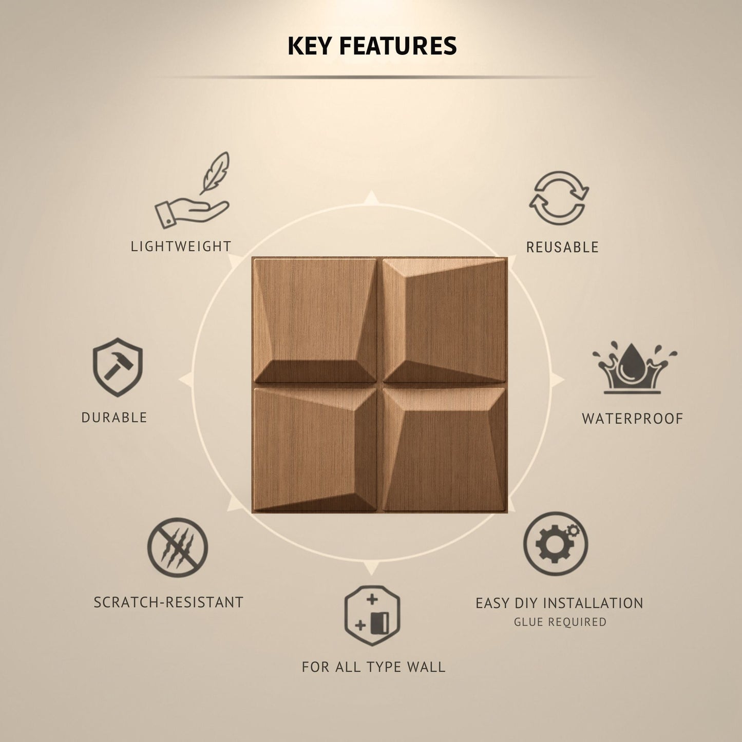 Metallic Wood 3D Wall Panels Cube Design-3