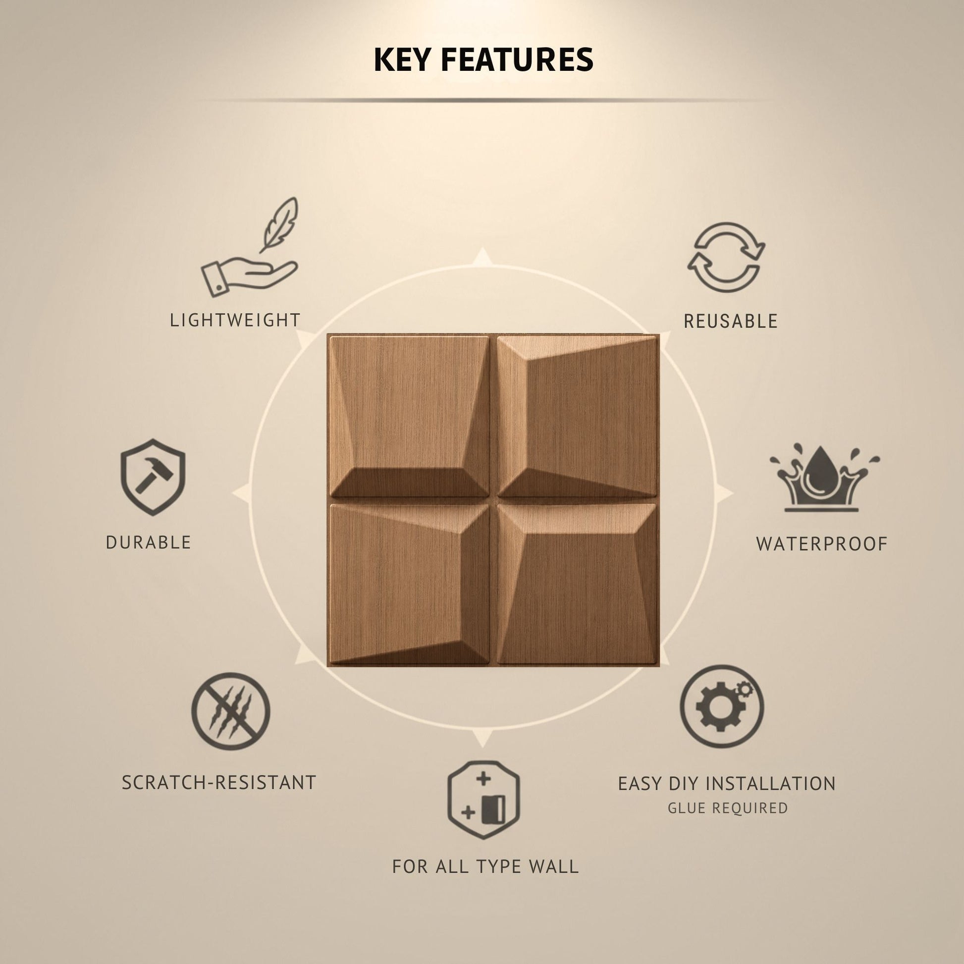Metallic Wood 3D Wall Panels Cube Design-3