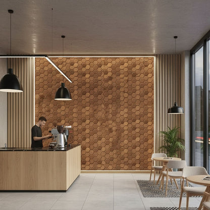 Metallic Wood 3D Wall Panels Hexagon Design-td038
