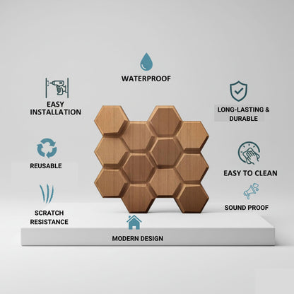 Metallic Wood 3D Wall Panels Hexagon Design-td038