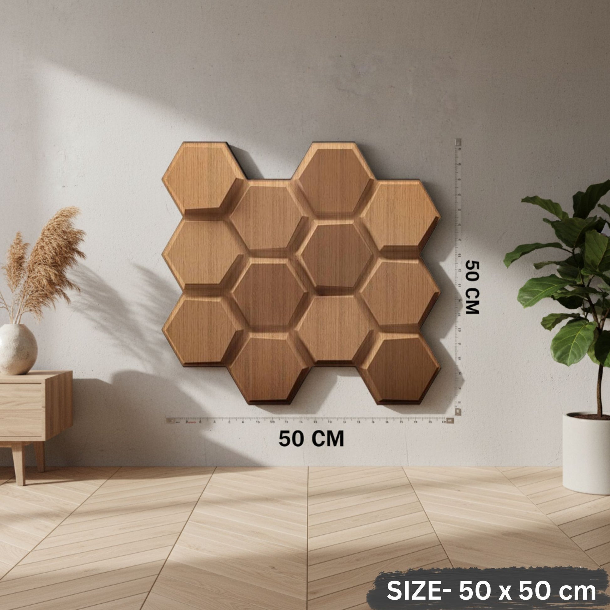 Metallic Wood 3D Wall Panels Hexagon Design-td038