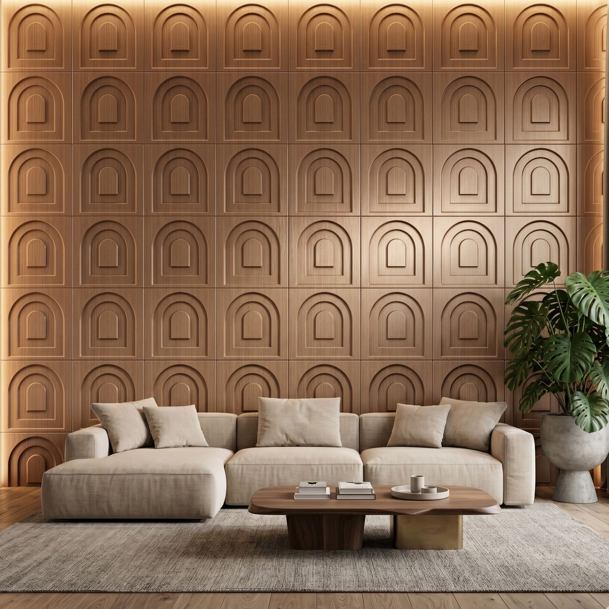 Metallic Wood Archi Design 3D Wall Panel-1