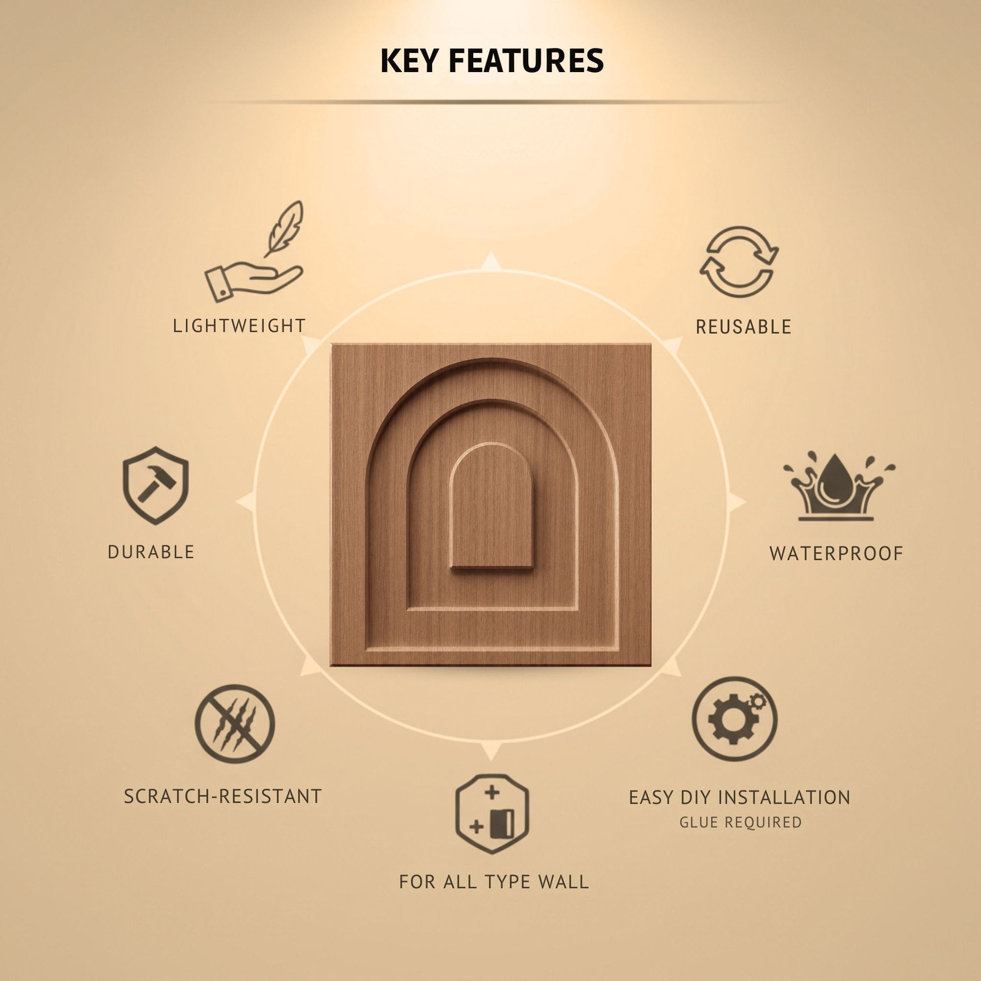 Metallic Wood Archi Design 3D Wall Panel-2