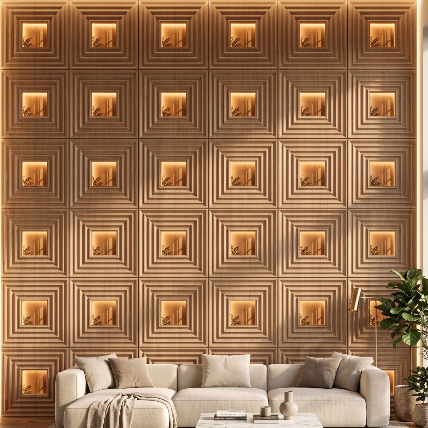 Metallic Wood Copper Accent Design Acrylic 3D Wall Panel-1