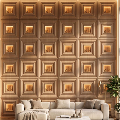 Metallic Wood Copper Accent Design Acrylic 3D Wall Panel-1