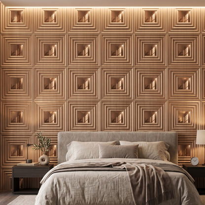 Metallic Wood Copper Accent Design Acrylic 3D Wall Panel-3