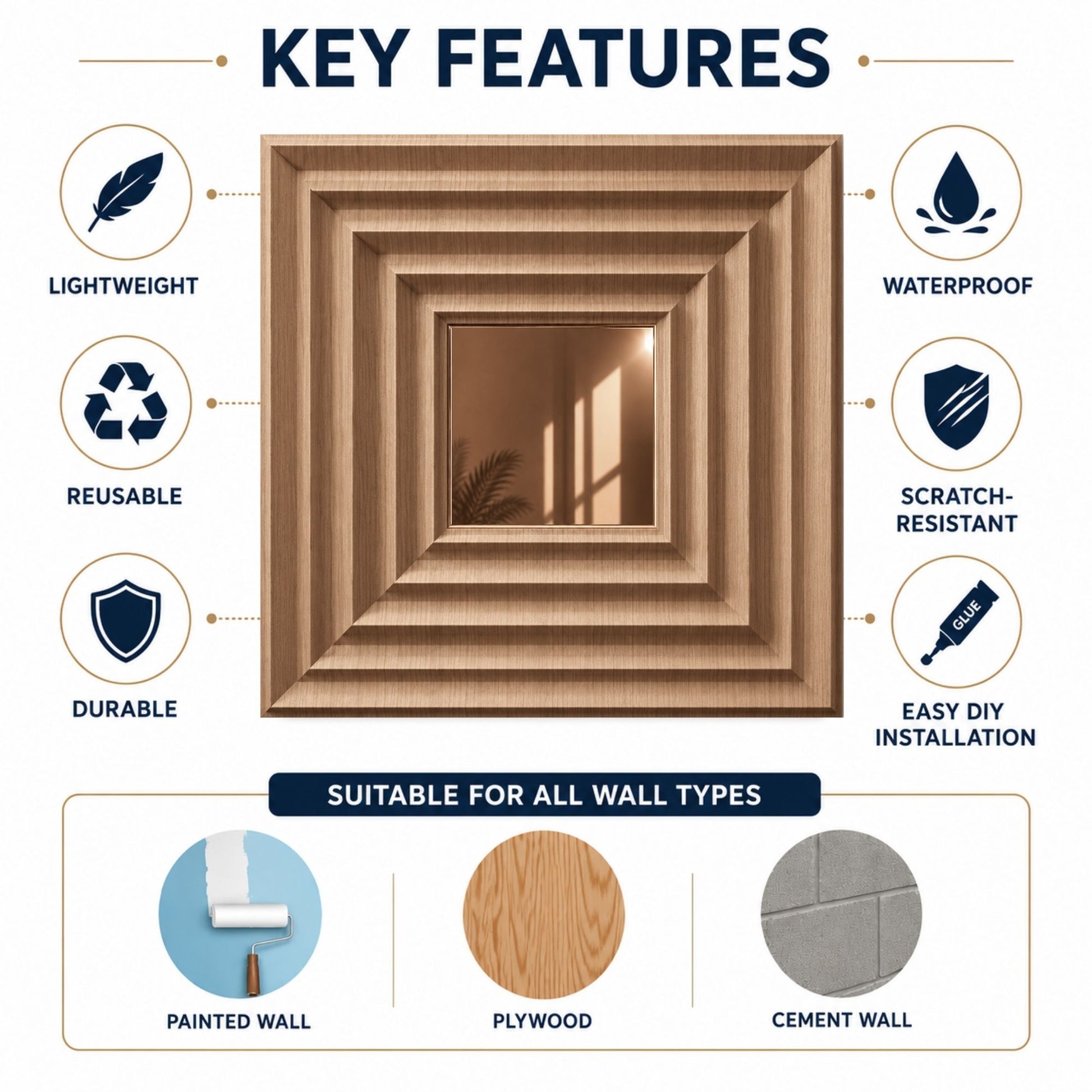 Metallic Wood Copper Accent Design Acrylic 3D Wall Panel-4